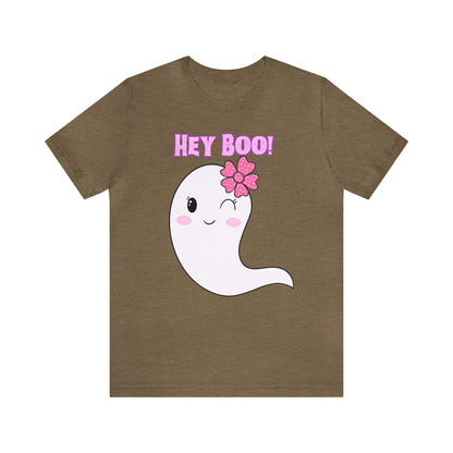 Hey Boo! Cute Ghost Unisex Jersey Short Sleeve Tee