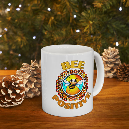 Bee Positive Happy Bee Ceramic Mug 11oz