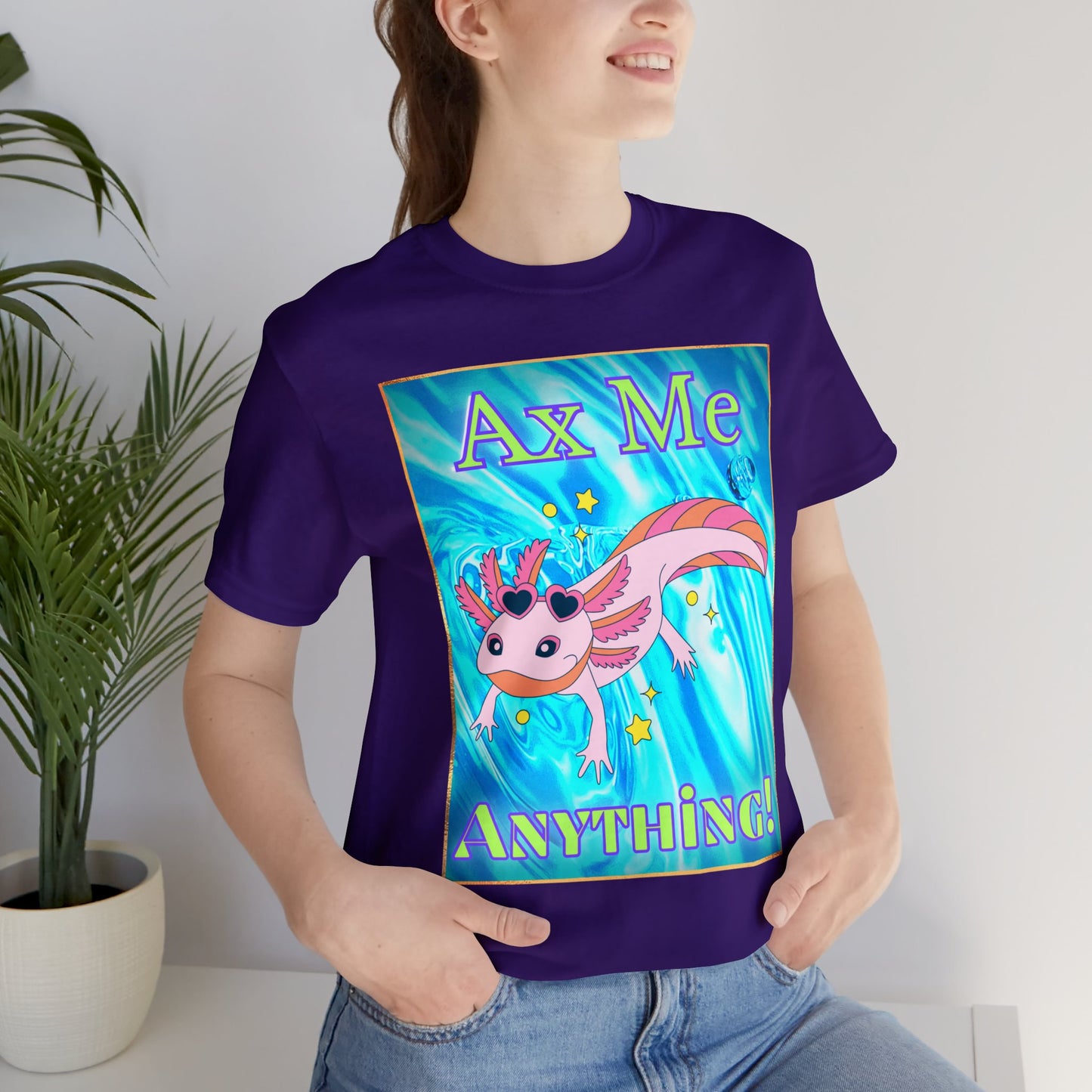 Ax Me Anything Axolotl Framed Unisex Jersey Short Sleeve Tee