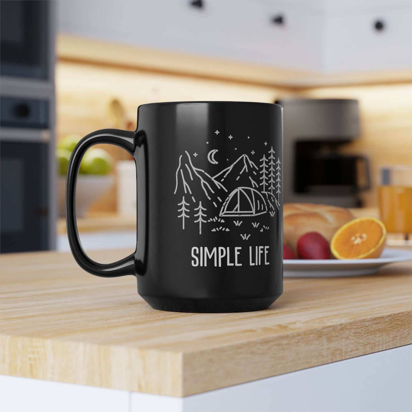 Simple Life Black Camping Mug 15oz