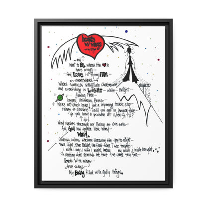 Hearts With Wings - **ncf art** - Pen, Colored Marker, Matte Canvas, Black Frame