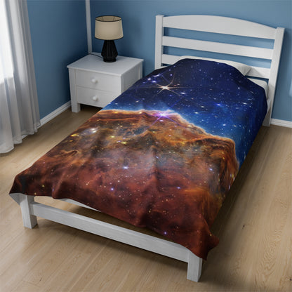 Intergalactic Velveteen Plush Blanket - Cosmic Cliffs In The Carina Nebula - JWST