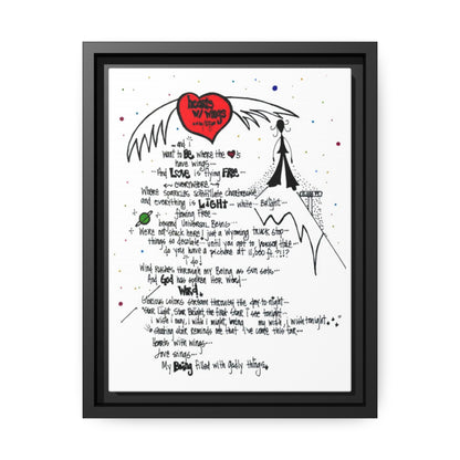 Hearts With Wings - **ncf art** - Pen, Colored Marker, Matte Canvas, Black Frame