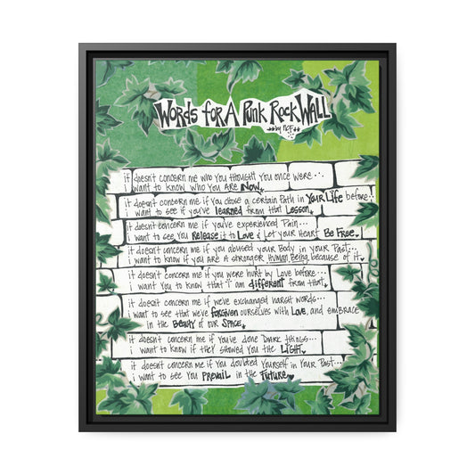 Words For A Punk Rock Wall - **ncf art** - Pen, Colored Marker, Paper Collage, Matte Canvas, Black Frame