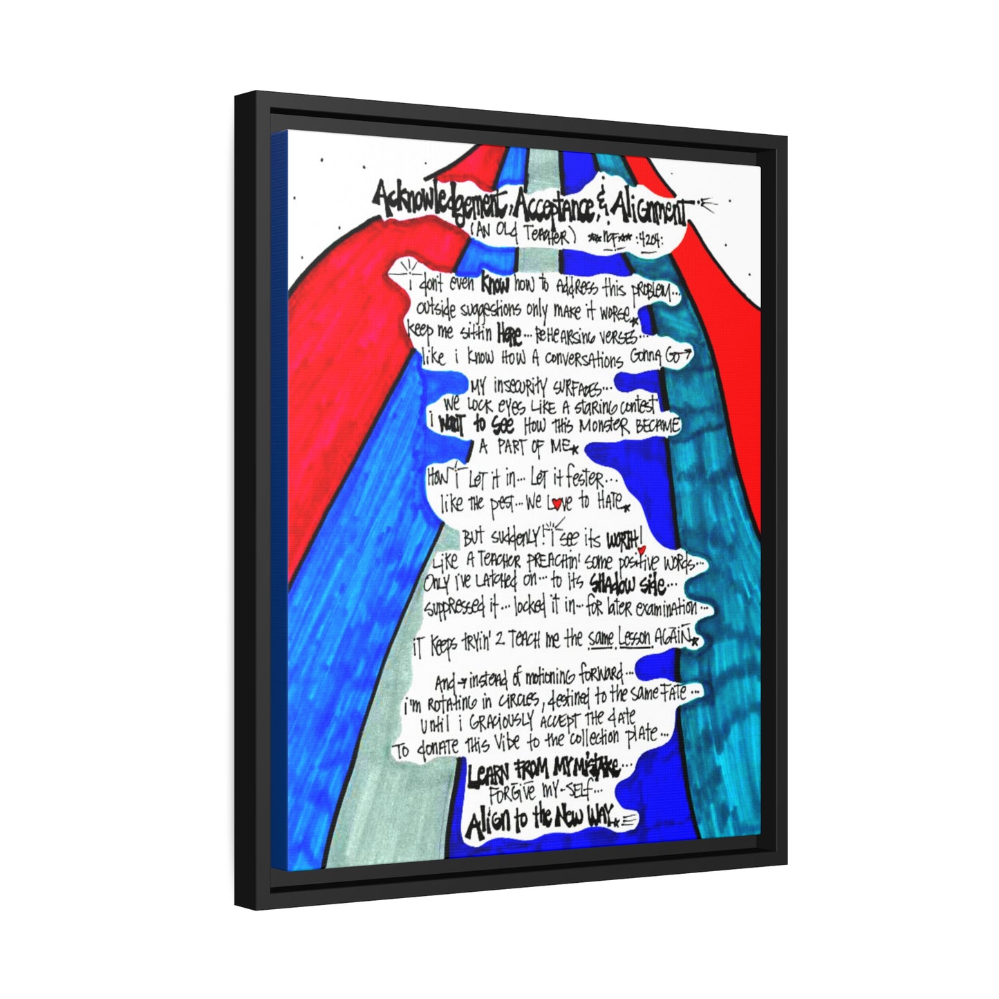 Acknowledgement Acceptance Alignment - **ncf art** - Pen, Colored Marker, Matte Canvas, Black Frame