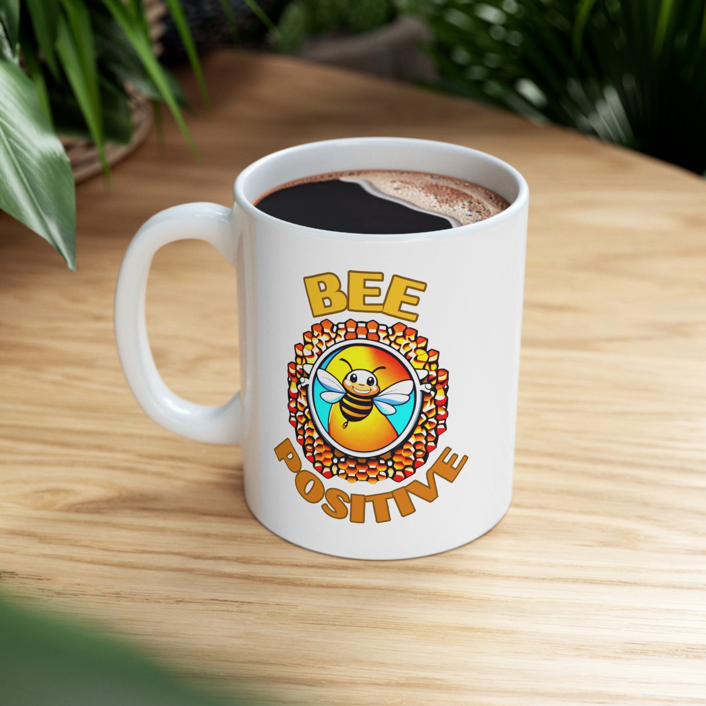 Bee Positive Happy Bee Ceramic Mug 11oz