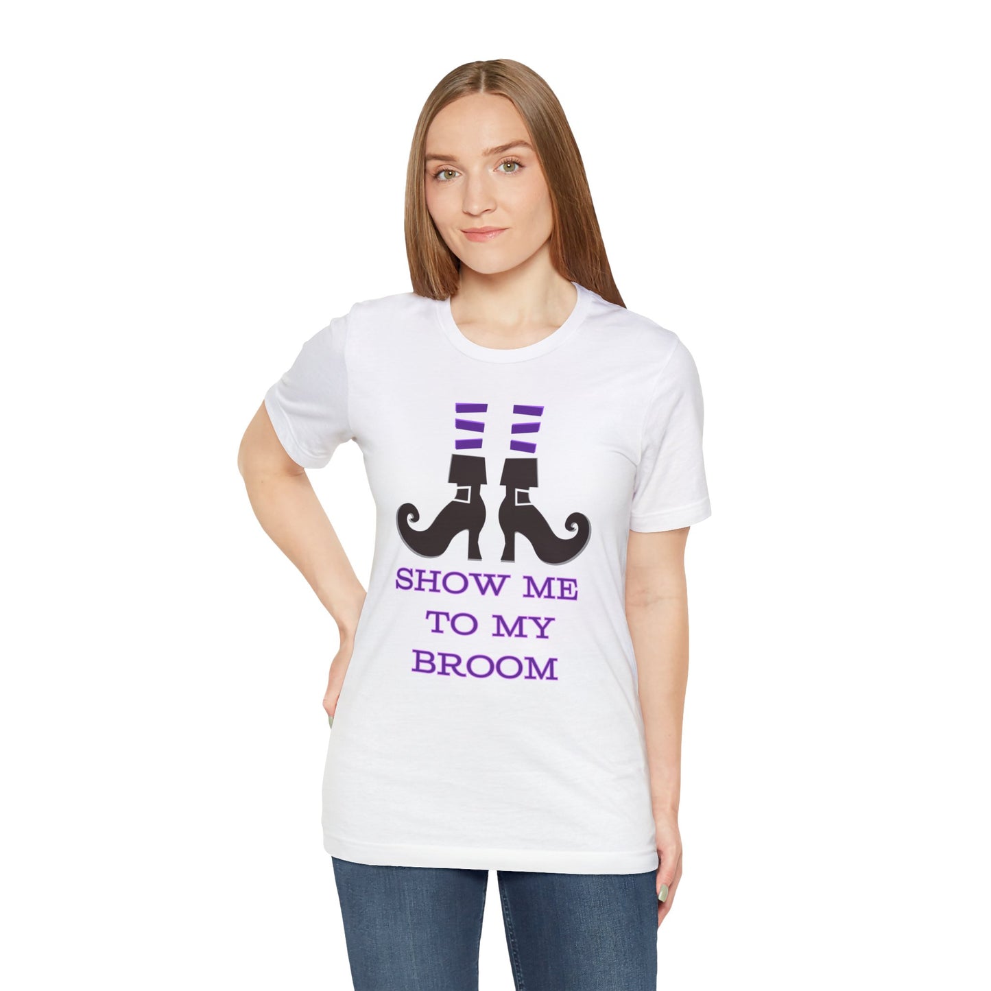 Show Me To My Broom Unisex Jersey Short Sleeve Tee