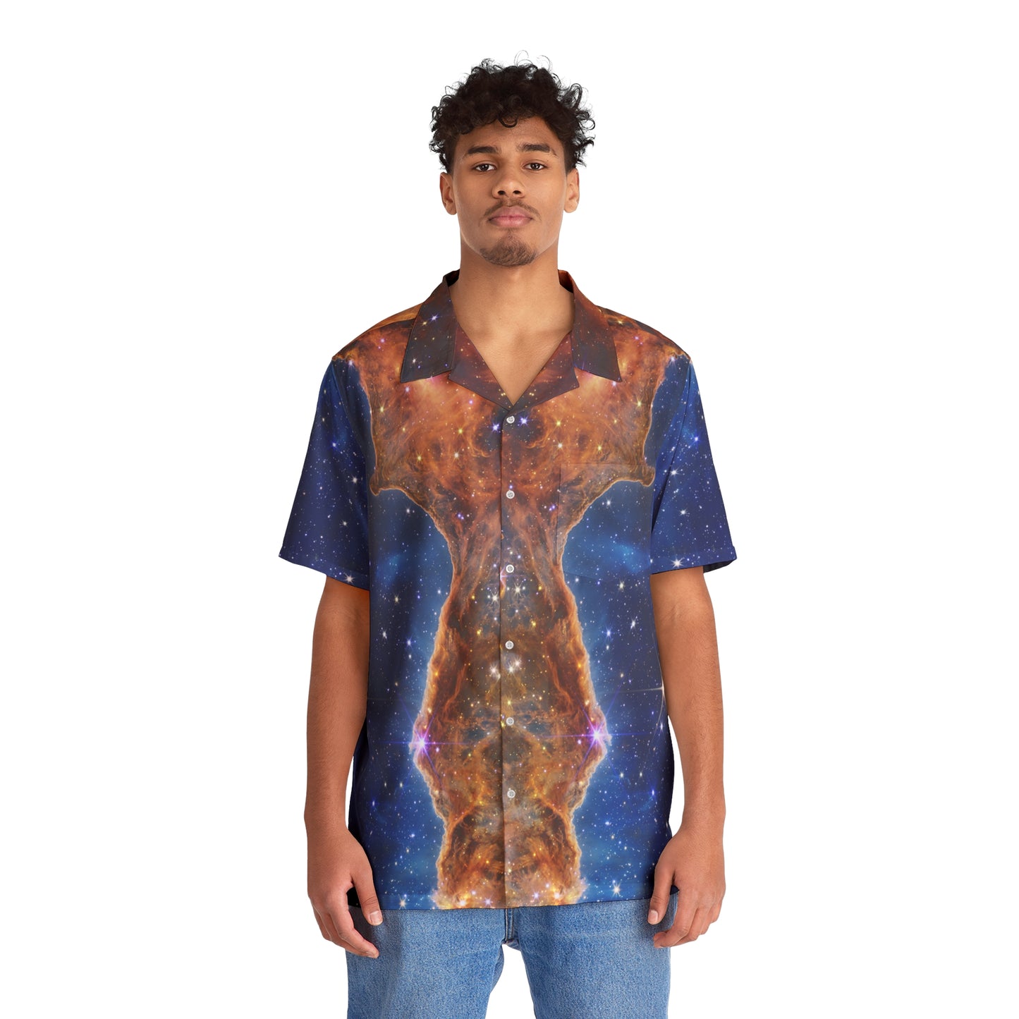 Intergalactic Men's Hawaiian Style Shirt -  Cosmic Cliffs in the Carina Nebula - JWST