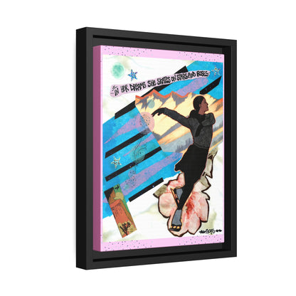 She Skates - **ncf art** - Mixed Media Collage - Matte Canvas, Black Frame