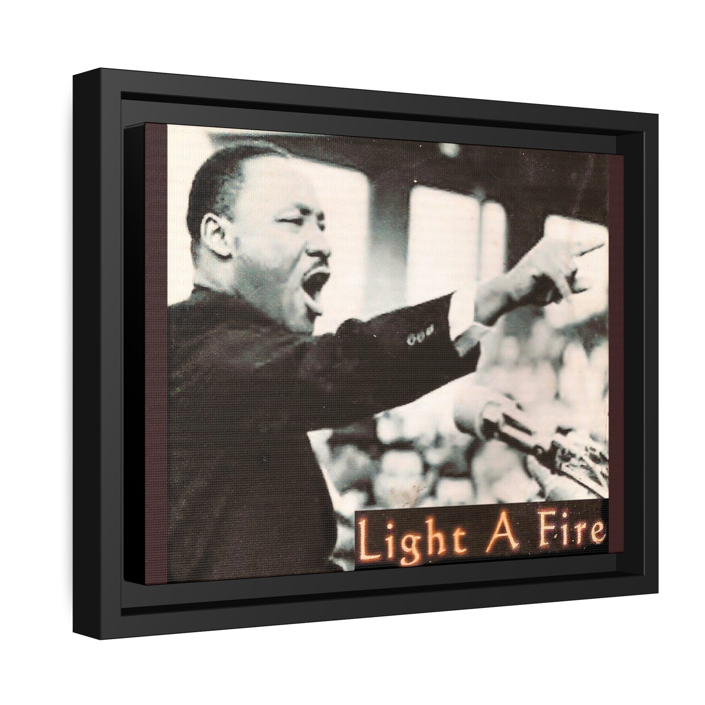 Light A Fire - MLK - **ncf art** - Mixed Media Collage - Matte Canvas, Black Frame