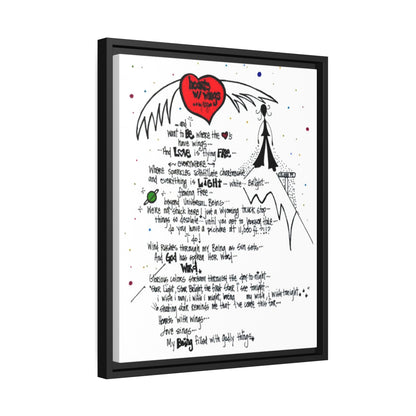 Hearts With Wings - **ncf art** - Pen, Colored Marker, Matte Canvas, Black Frame