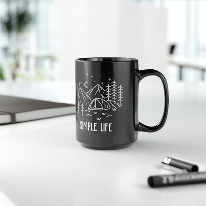 Simple Life Black Camping Mug 15oz