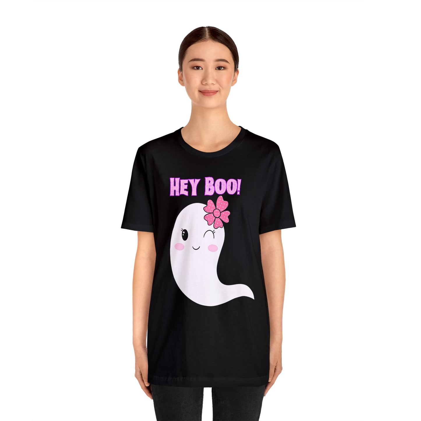 Hey Boo! Cute Ghost Unisex Jersey Short Sleeve Tee