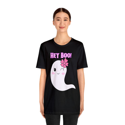 Hey Boo! Cute Ghost Unisex Jersey Short Sleeve Tee