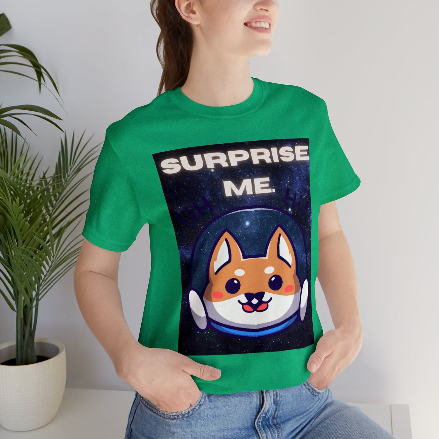 Surprise Me Space Dog Unisex Jersey Short Sleeve Tee