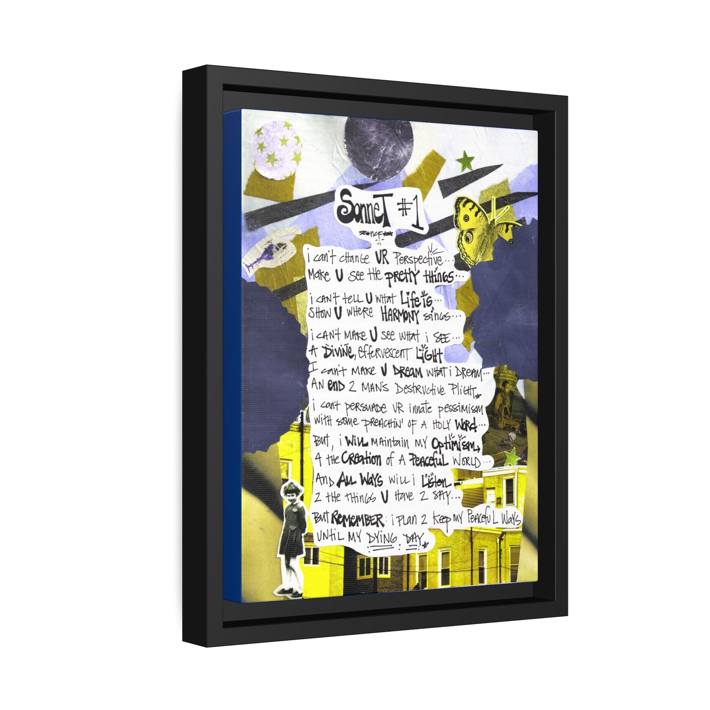 Sonnet Number One - **ncf art** - Pen, Colored Marker, Matte Canvas, Black Frame