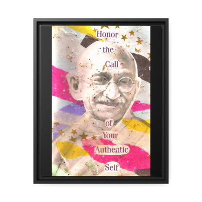 Honor The Call of Your Authentic Self - Gandhi - **ncf art** - Mixed Media Collage - Matte Canvas, Black Frame