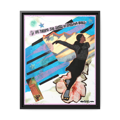 She Skates - **ncf art** - Mixed Media Collage - Matte Canvas, Black Frame