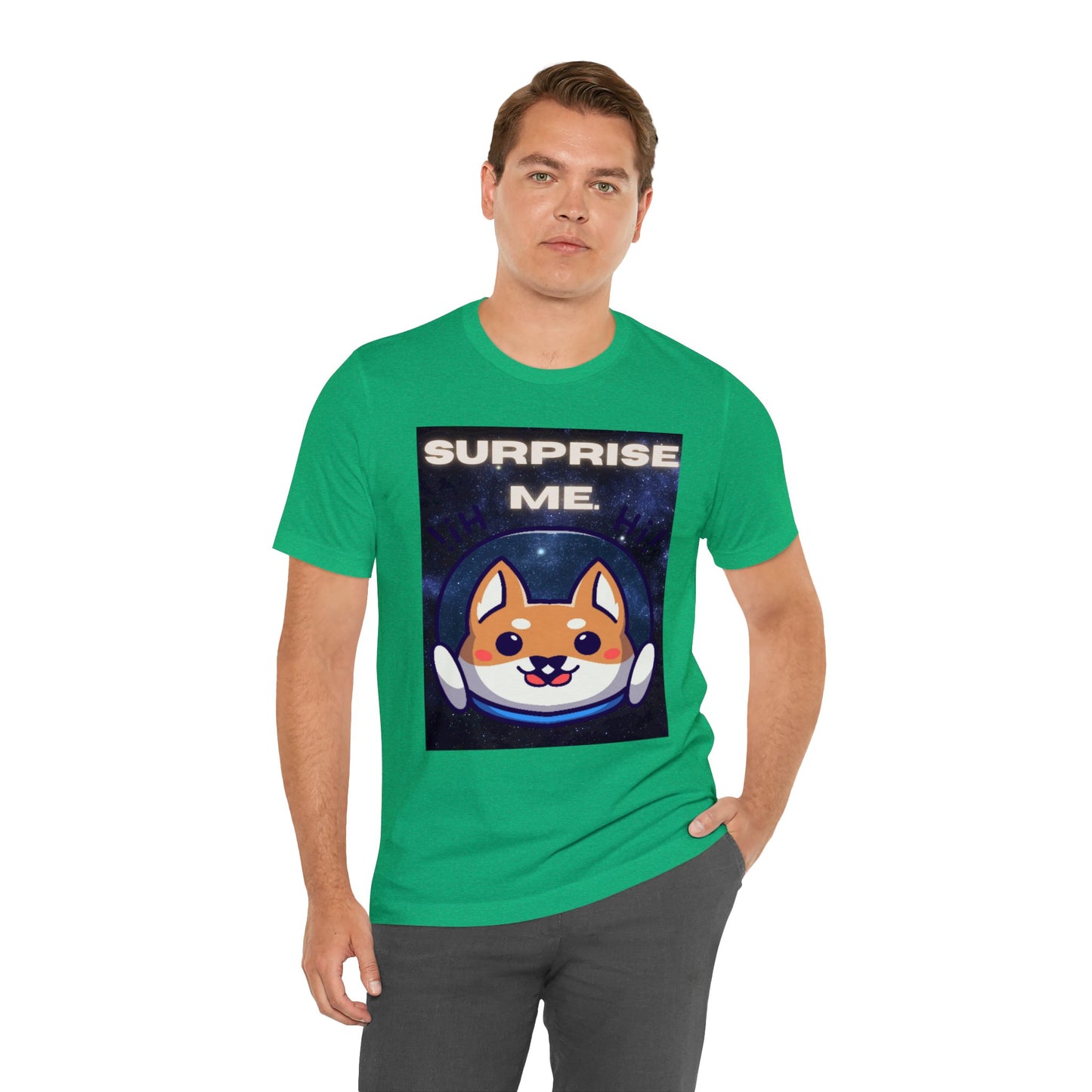 Surprise Me Space Dog Unisex Jersey Short Sleeve Tee