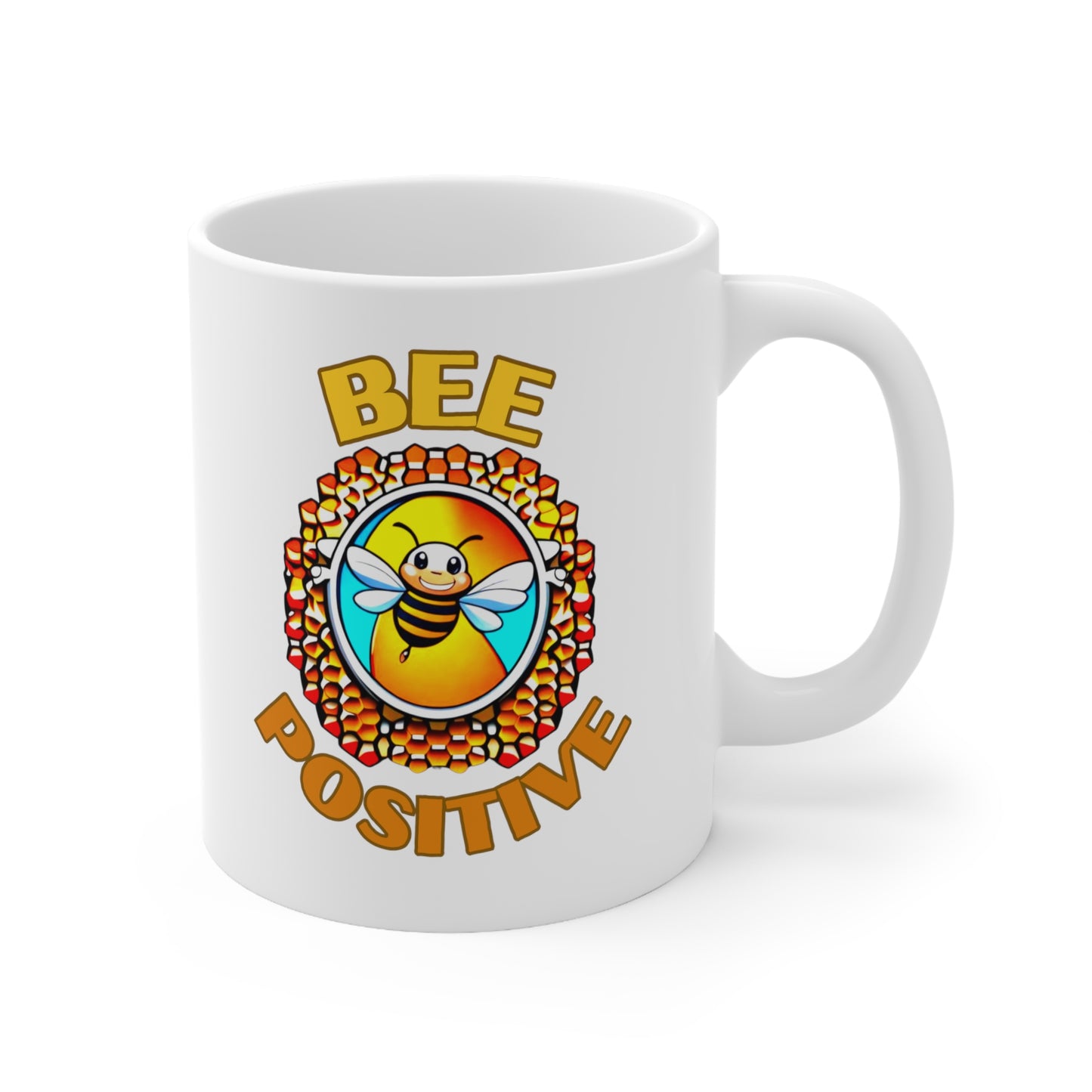 Bee Positive Happy Bee Ceramic Mug 11oz