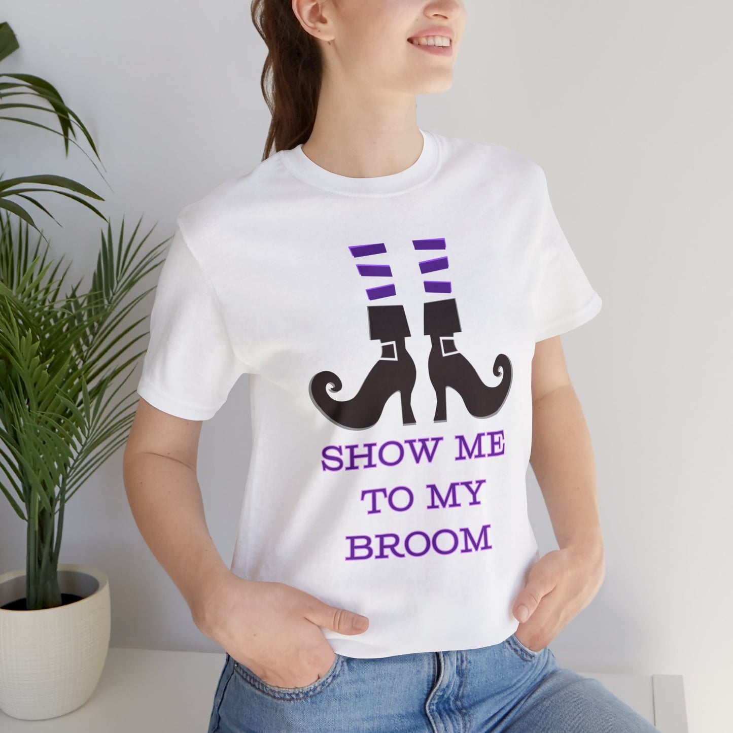 Show Me To My Broom Unisex Jersey Short Sleeve Tee