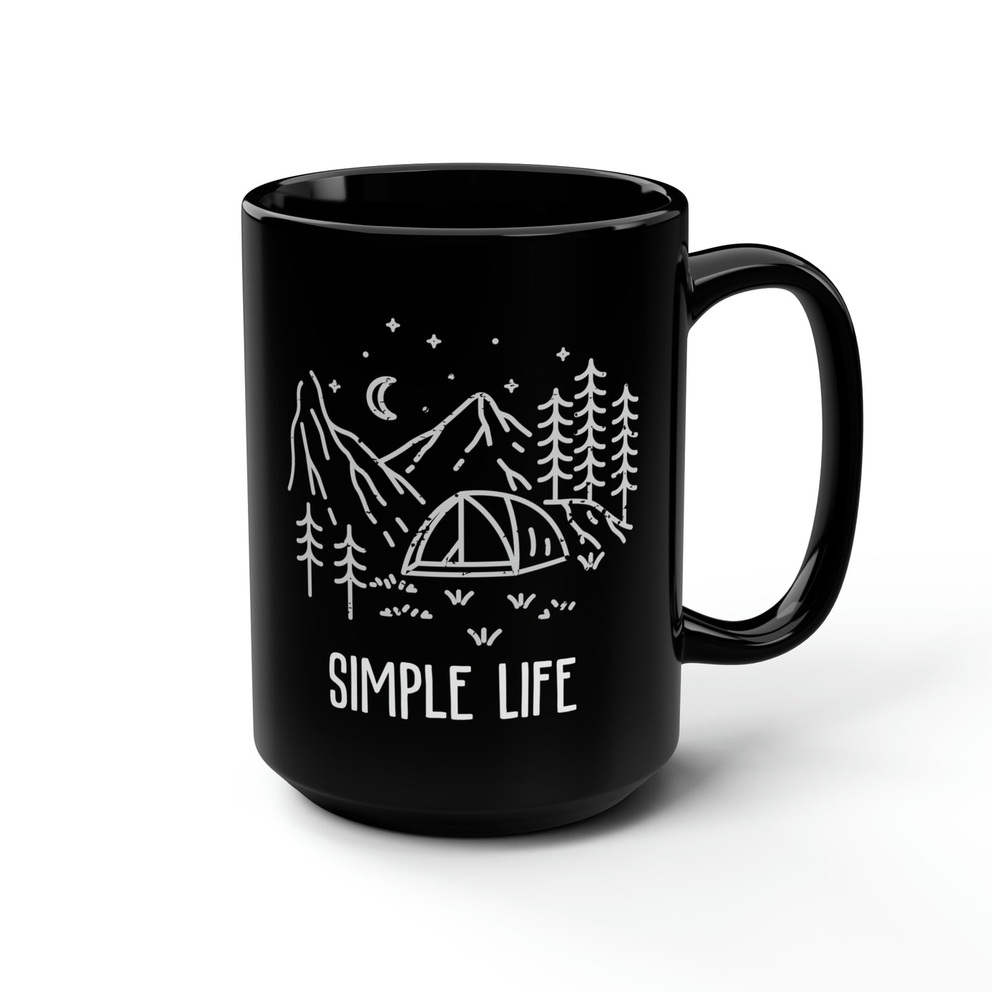 Simple Life Black Camping Mug 15oz