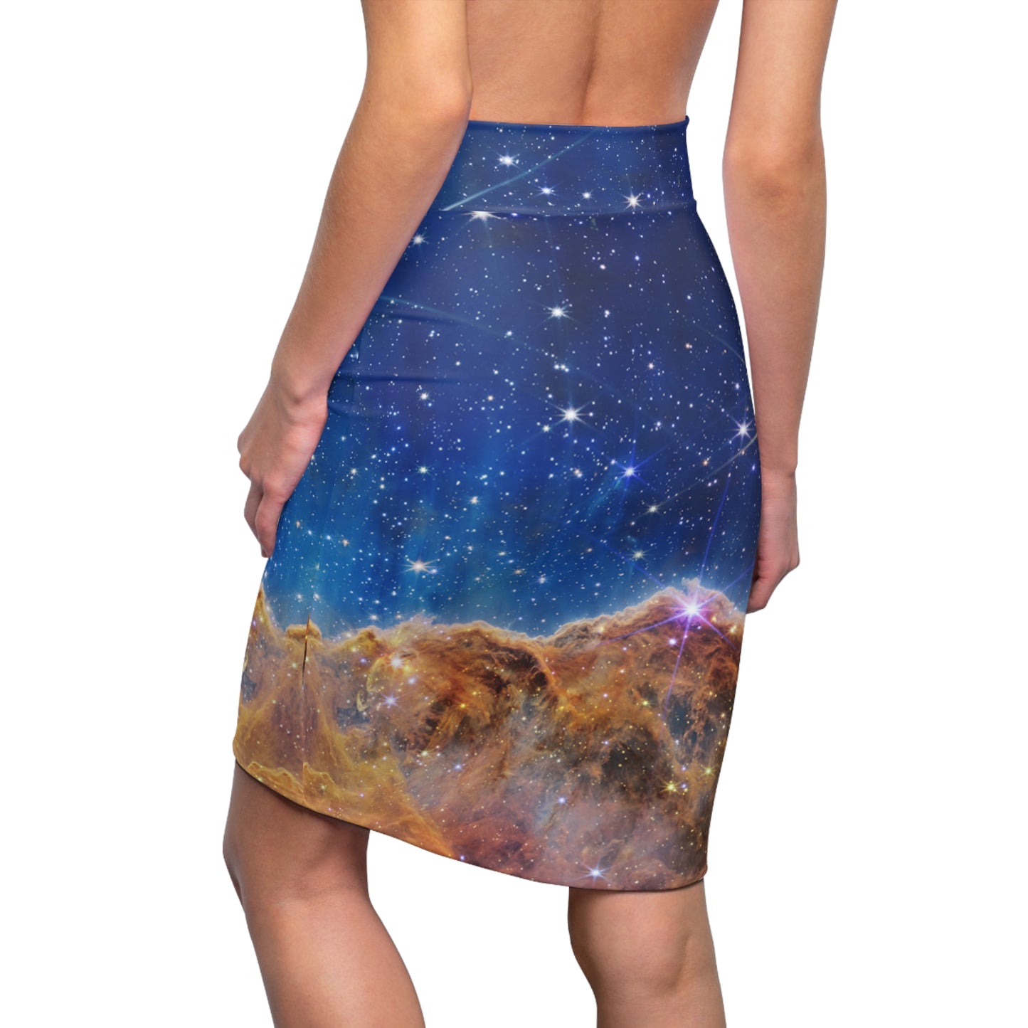 Intergalactic Women's Pencil Skirt - Cosmic Cliffs in the Carina Nebula - JWST