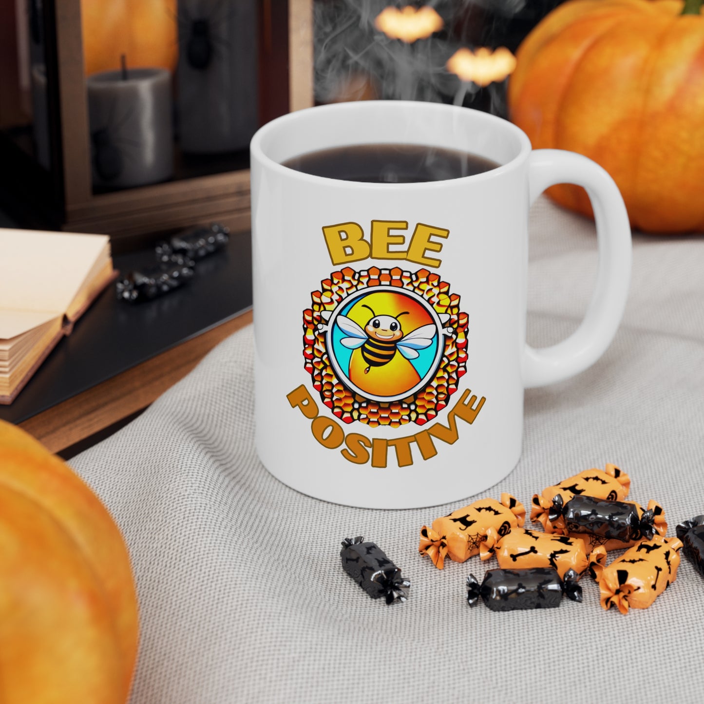 Bee Positive Happy Bee Ceramic Mug 11oz