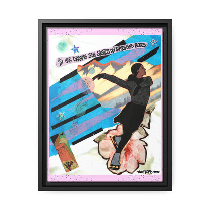 She Skates - **ncf art** - Mixed Media Collage - Matte Canvas, Black Frame