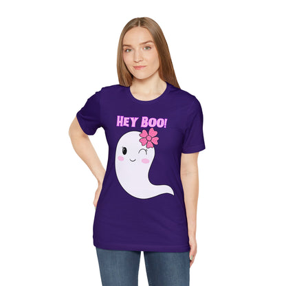 Hey Boo! Cute Ghost Unisex Jersey Short Sleeve Tee