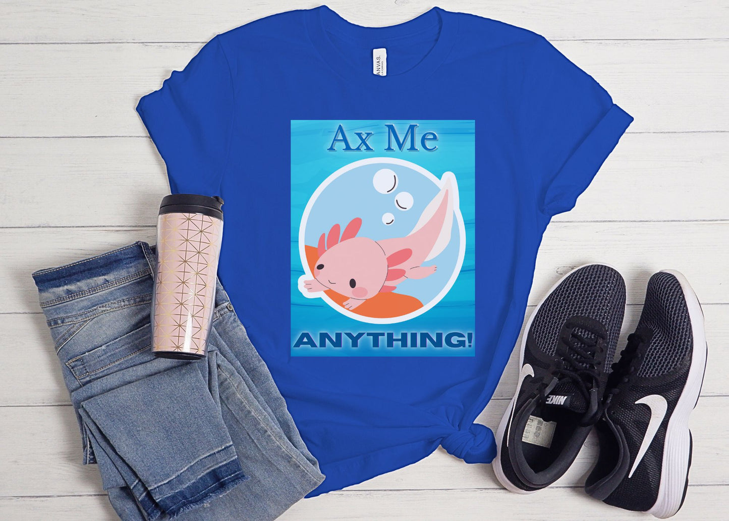 Ax Me Anything Axolotl Circle Framed Unisex Jersey Short Sleeve Tee