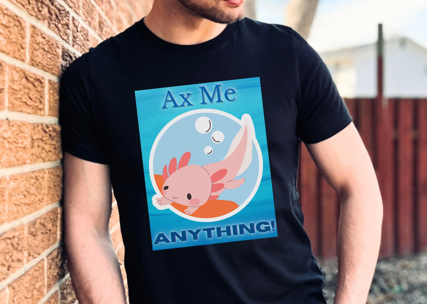 Ax Me Anything Axolotl Circle Framed Unisex Jersey Short Sleeve Tee