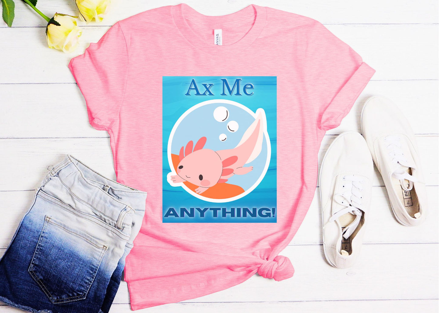 Ax Me Anything Axolotl Circle Framed Unisex Jersey Short Sleeve Tee