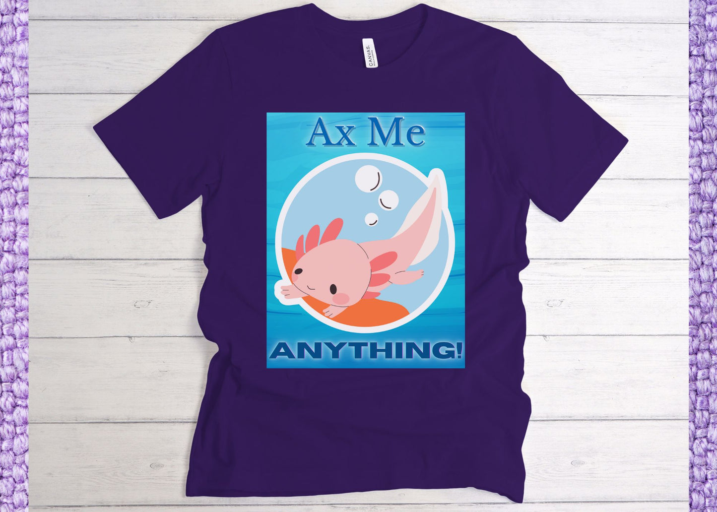 Ax Me Anything Axolotl Circle Framed Unisex Jersey Short Sleeve Tee