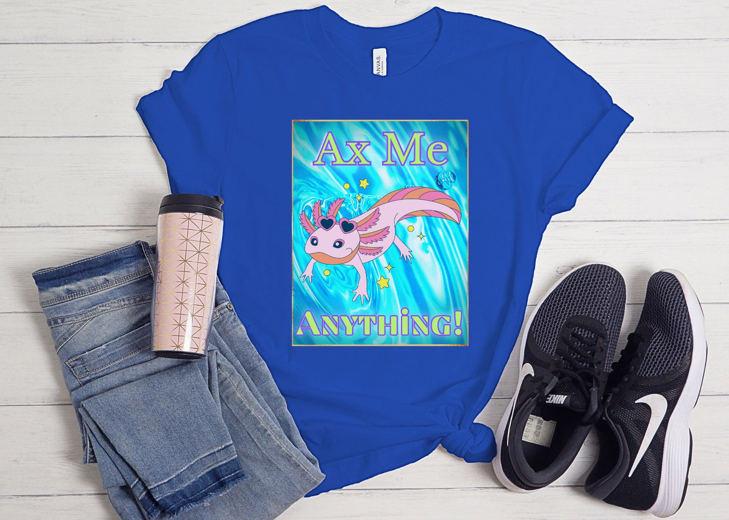 Ax Me Anything Axolotl Framed Unisex Jersey Short Sleeve Tee