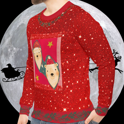 Bear Friends Red Sparkle Ugly Christmas Sweatshirt