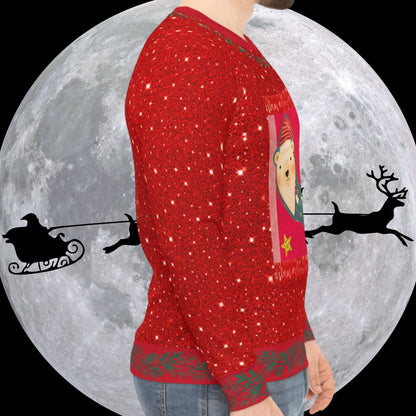 Bear Friends Red Sparkle Ugly Christmas Sweatshirt