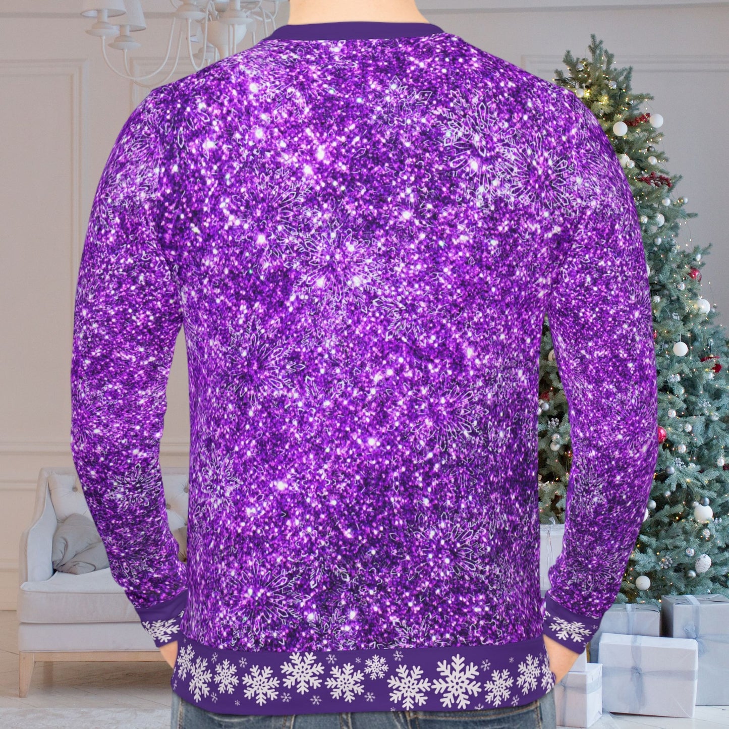 Cute Snowman Purple Sparkle Ugly Christmas Sweatshirt