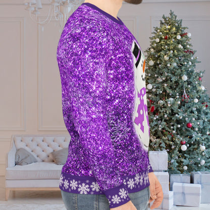 Cute Snowman Purple Sparkle Ugly Christmas Sweatshirt