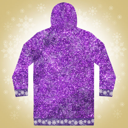 Cute Snowman Purple Sparkle Hoodie Dress