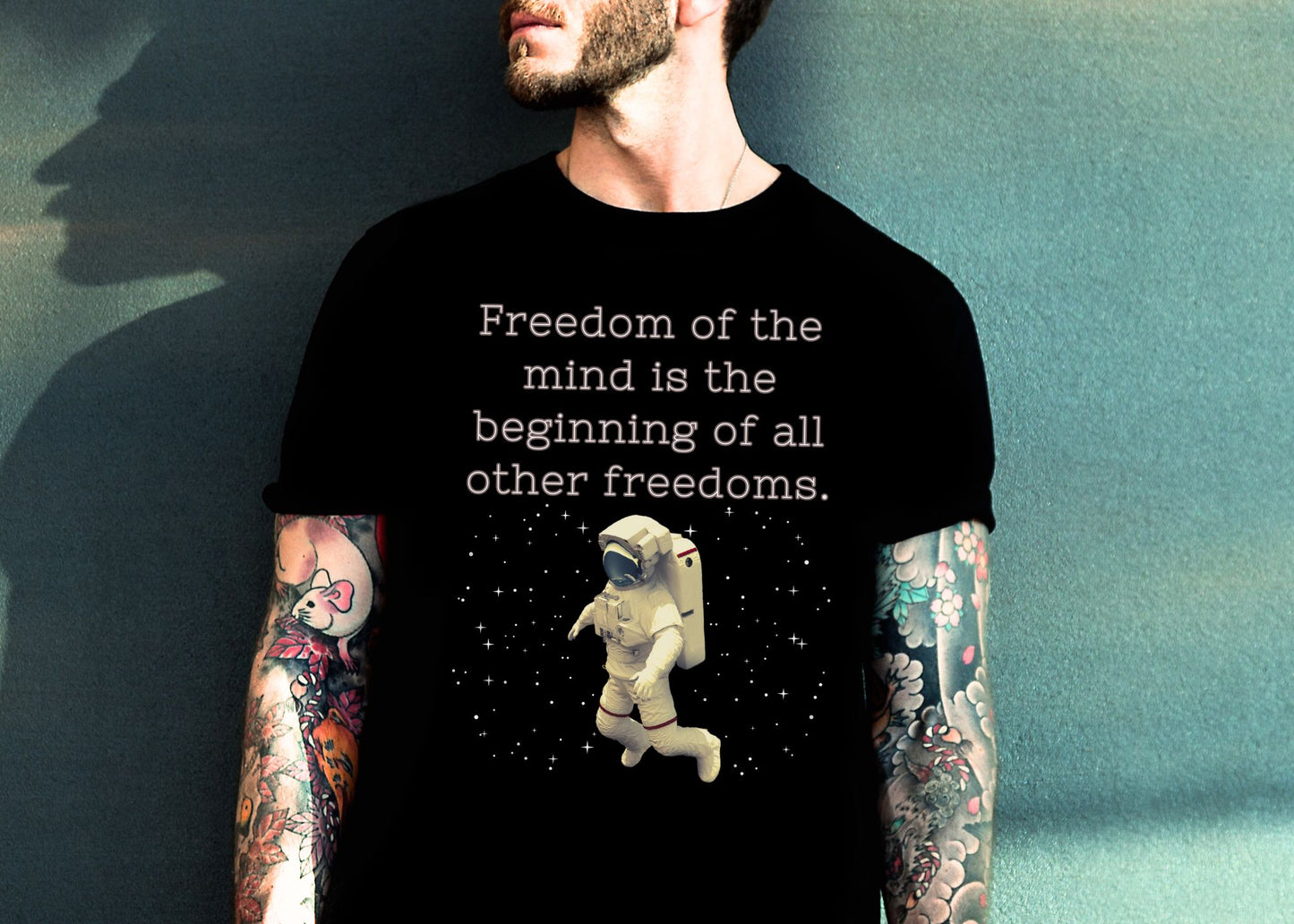 Freedom of The Mind Is The Beginning Astronaut Unisex Jersey Short Sleeve Tee