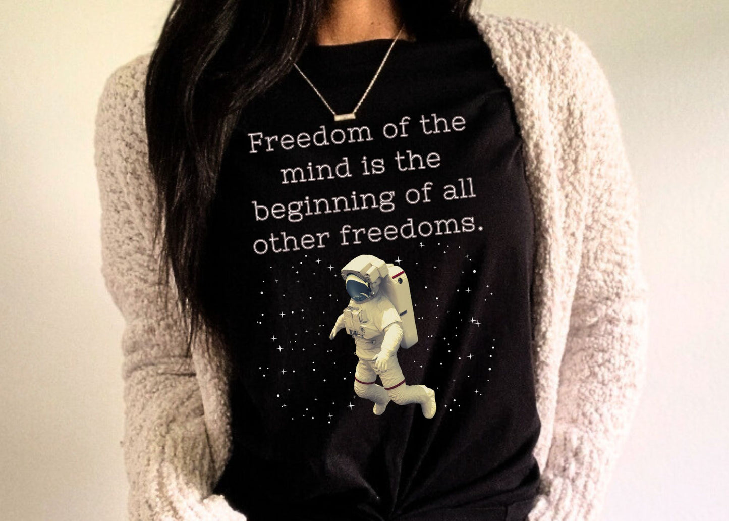 Freedom of The Mind Is The Beginning Astronaut Unisex Jersey Short Sleeve Tee