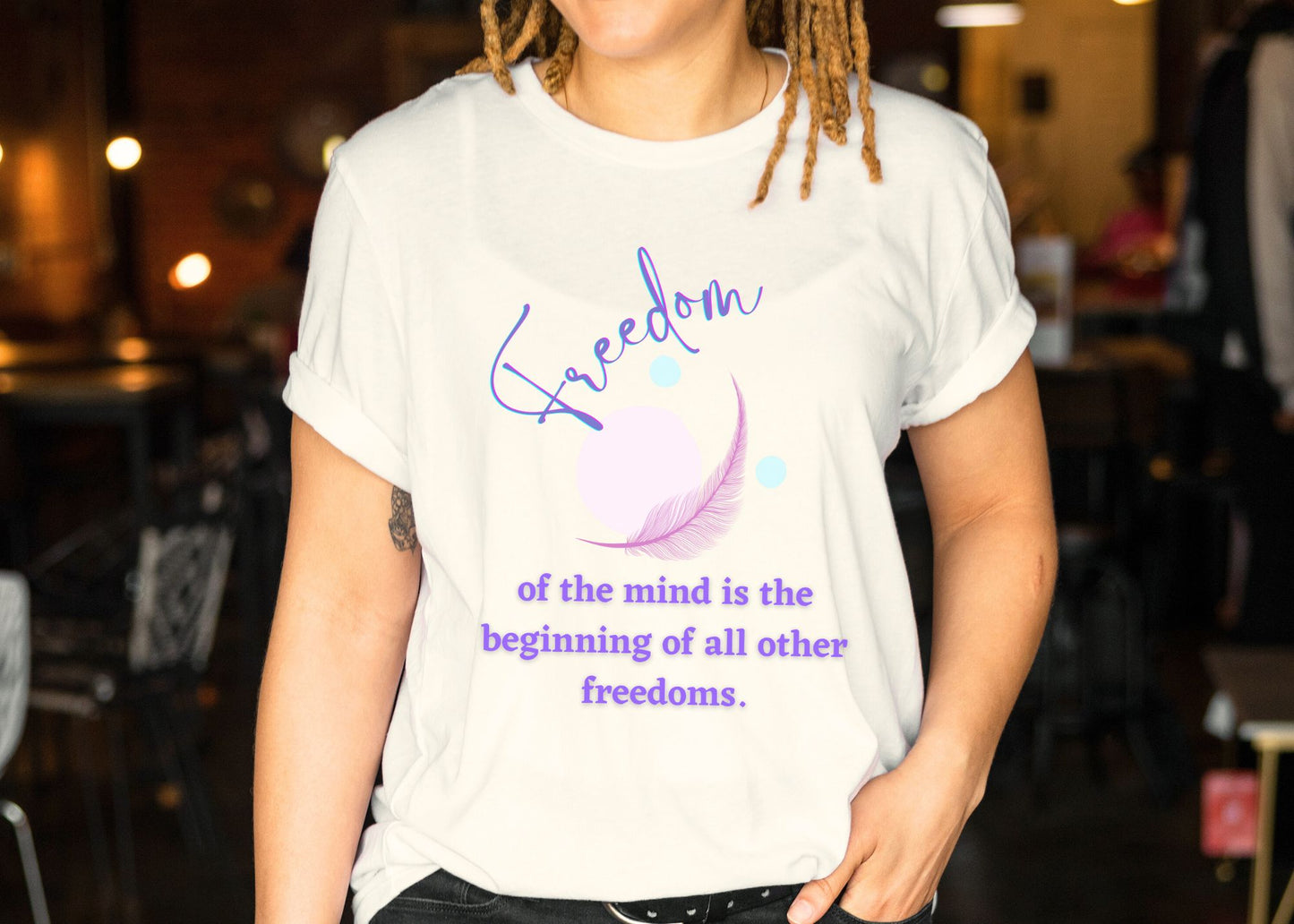 Freedom Of The Mind Is The Beginning Feather Unisex Jersey Short Sleeve Tee