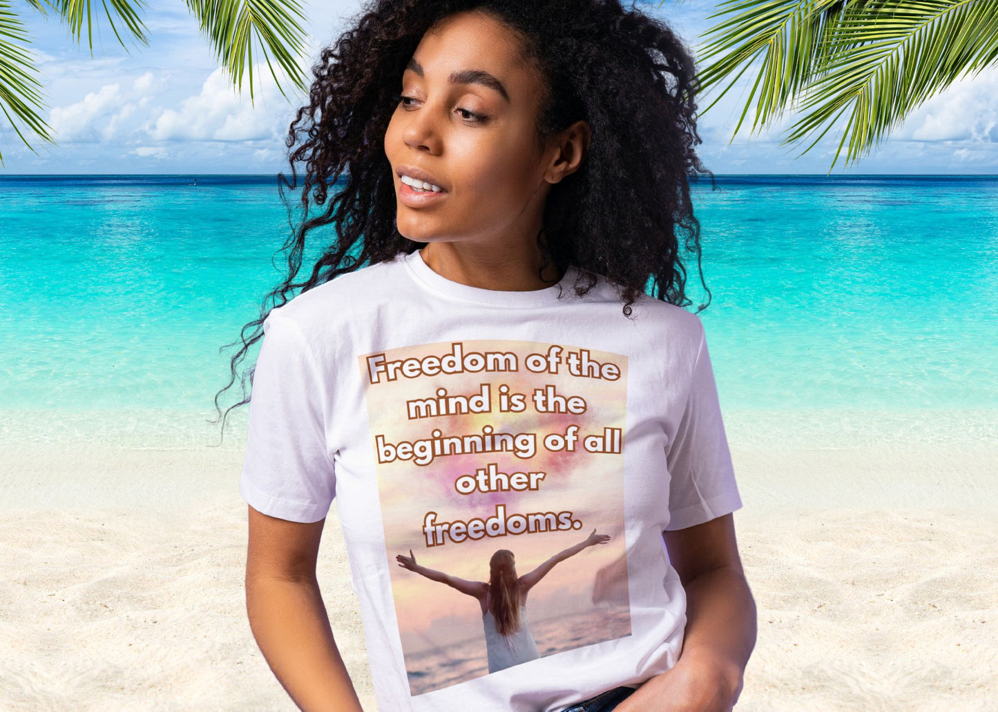 Freedom Of The Mind Is The Beginning Open Arms Unisex Jersey Short Sleeve Tee