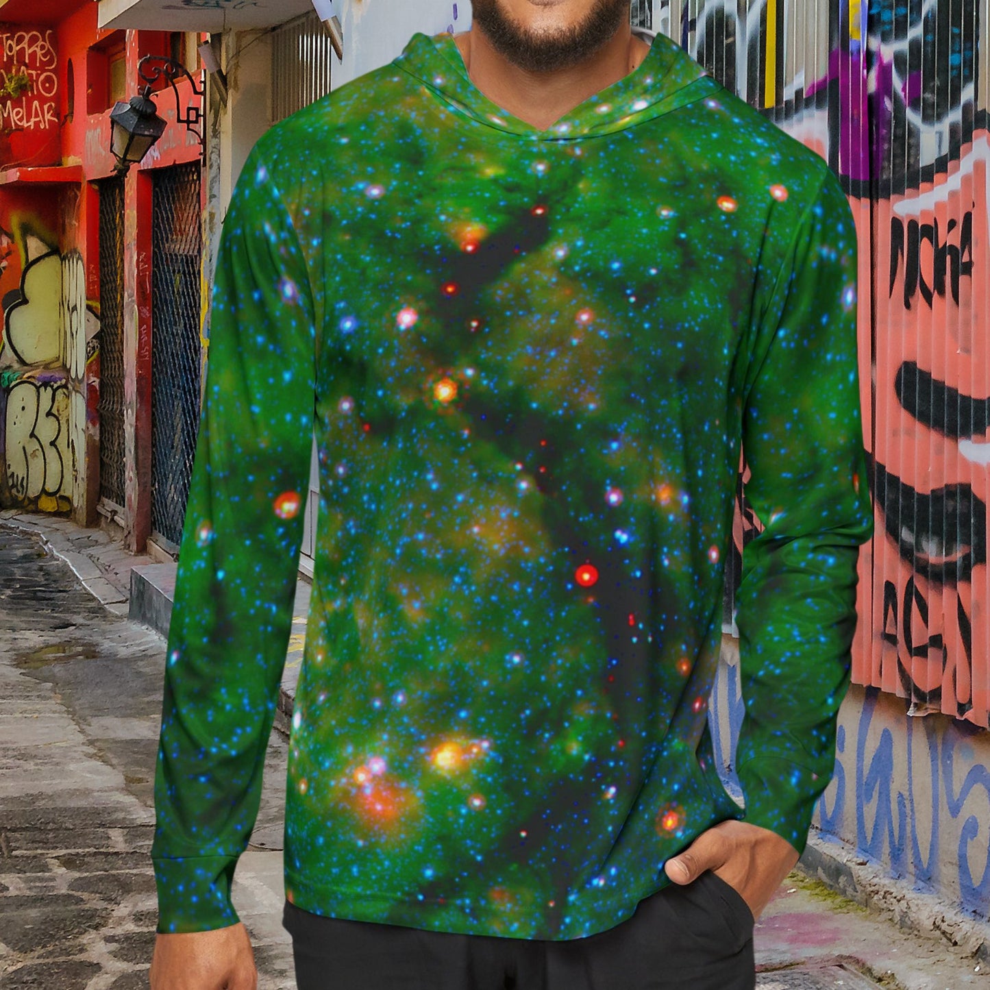 Galactic Men's Sports Warmup Hoodie - Snake In Galactic Plane - Spitzer Space Telescope