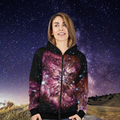 Galactic Unisex Zip Hoodie - Luminous Hot Star WR 124 - JWST