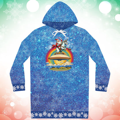 Happy Santa on a Unicorn on a UFO Hoodie Dress