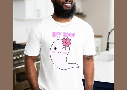 Hey Boo! Cute Ghost Unisex Jersey Short Sleeve Tee