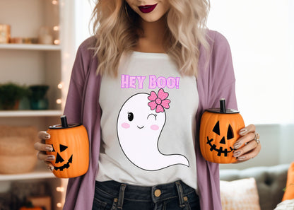 Hey Boo! Cute Ghost Unisex Jersey Short Sleeve Tee