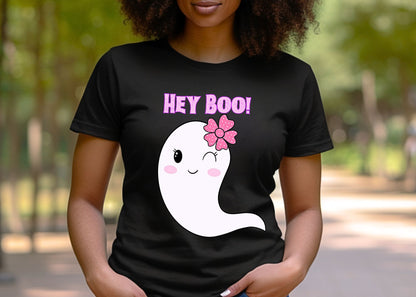 Hey Boo! Cute Ghost Unisex Jersey Short Sleeve Tee